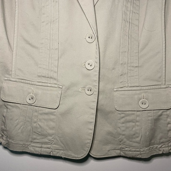 Coldwater Creek top or short sleeve jacket.  Khaki color. Size 14. - Picture 7 of 9